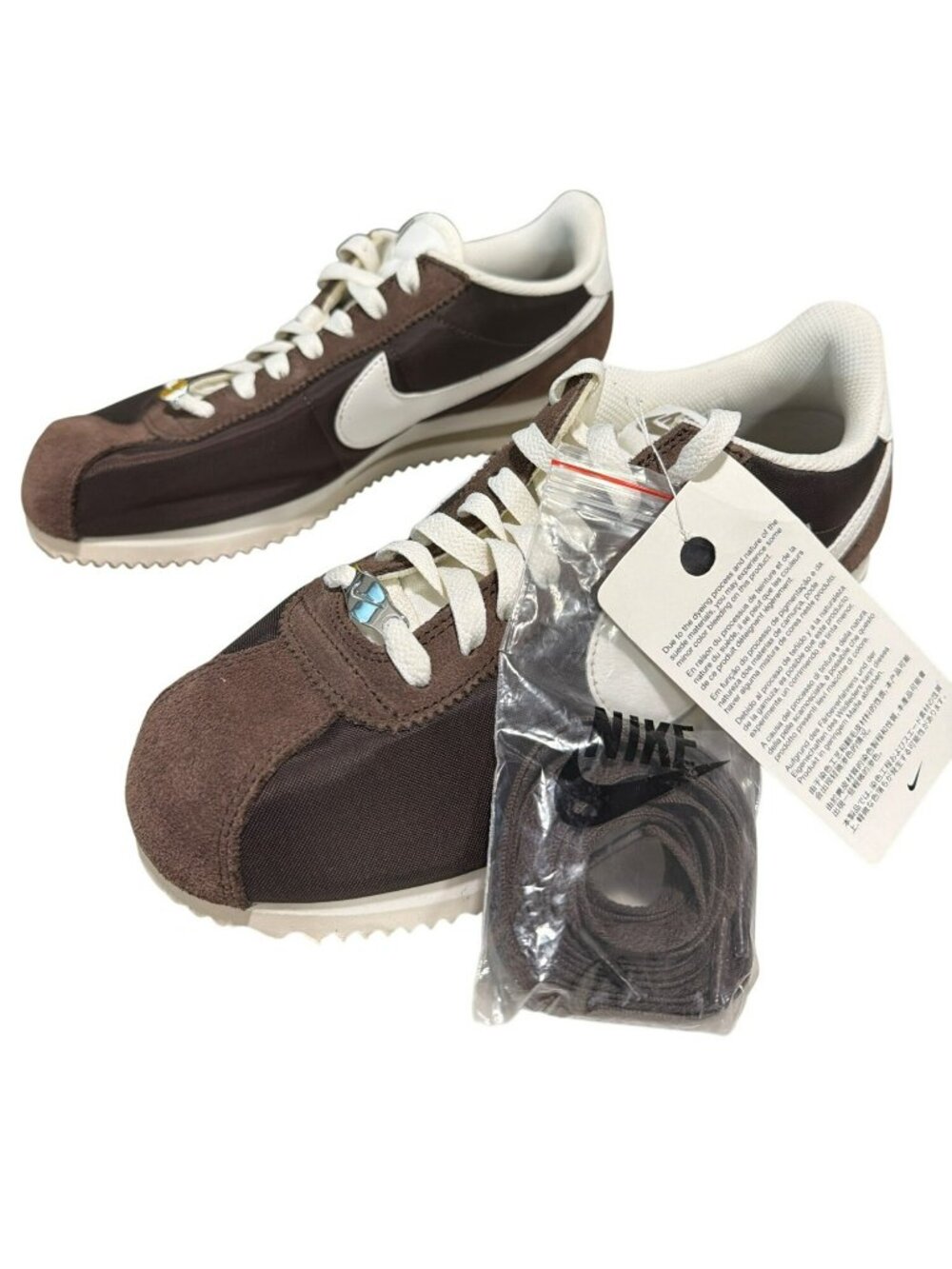 New Nike Cortez Brown Suede Nylon Shoes US 8 Extra Laces